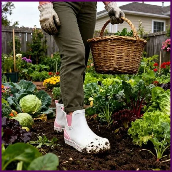 Lightweight Waterproof Rubber Rain Boots High Traction Gardening Camping
